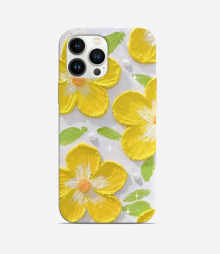 Golden Petals Phone Case | Acrylic Floral Hard Cover
