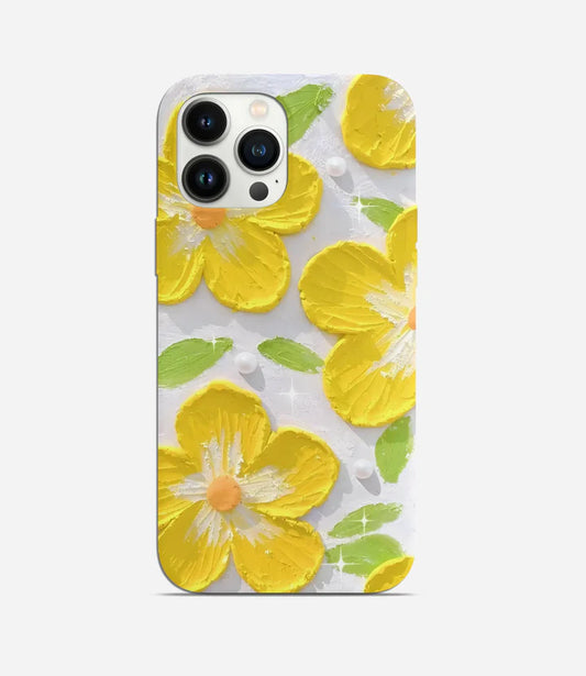Golden Petals Phone Case | Acrylic Floral Hard Cover