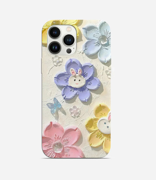 Bunny Flower Phone Case | Acrylic Floral Hard Cover